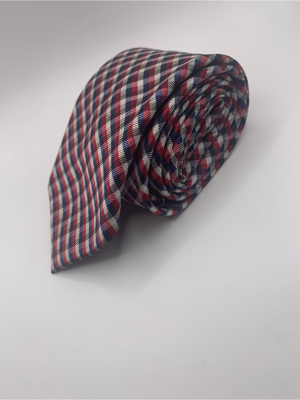 U.S. Polo Assn. Red, Navy and White Gingham Tie